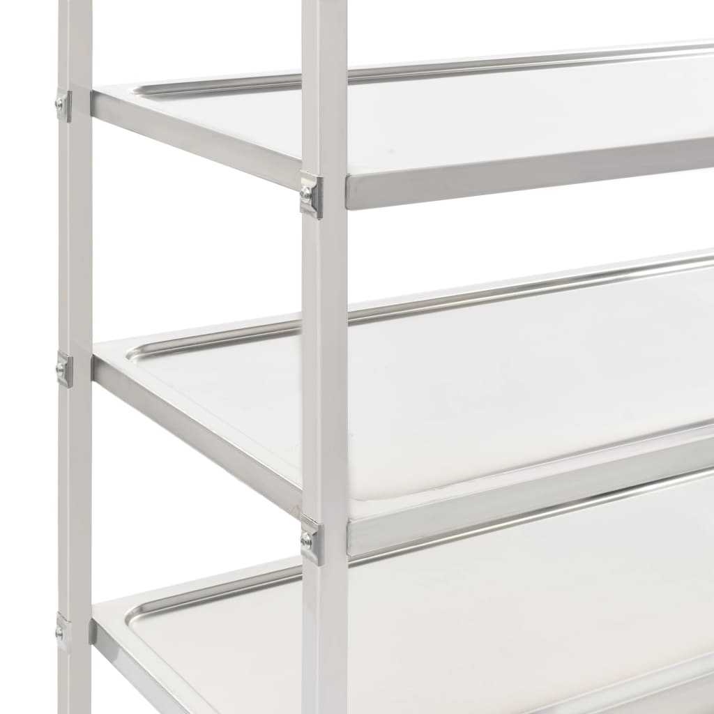 vidaXL 5-Stufiger Servierwagen 107 x 55 x 147 cm Edelstahl