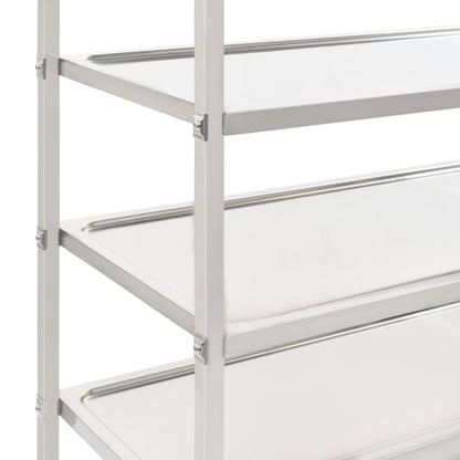 vidaXL 5-Stufiger Servierwagen 107 x 55 x 147 cm Edelstahl