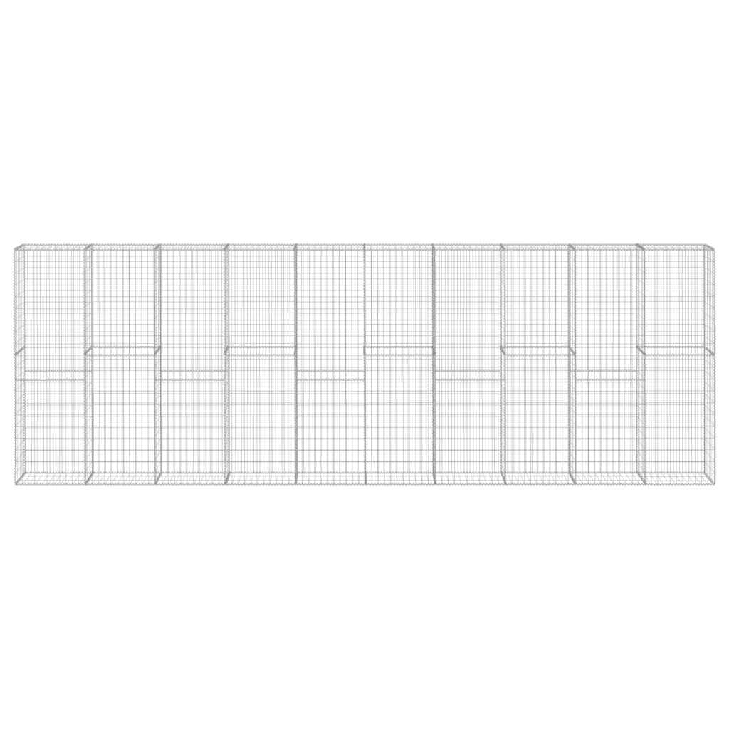 vidaXL Gabionenwand mit Abdeckung Verzinkter Stahl 600×30×200 cm