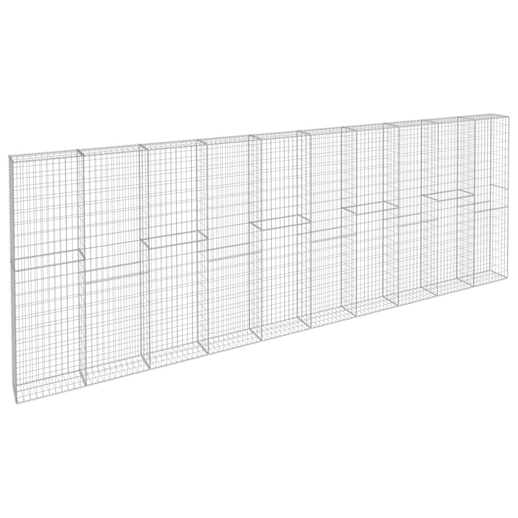 vidaXL Gabionenwand mit Abdeckung Verzinkter Stahl 600×30×200 cm