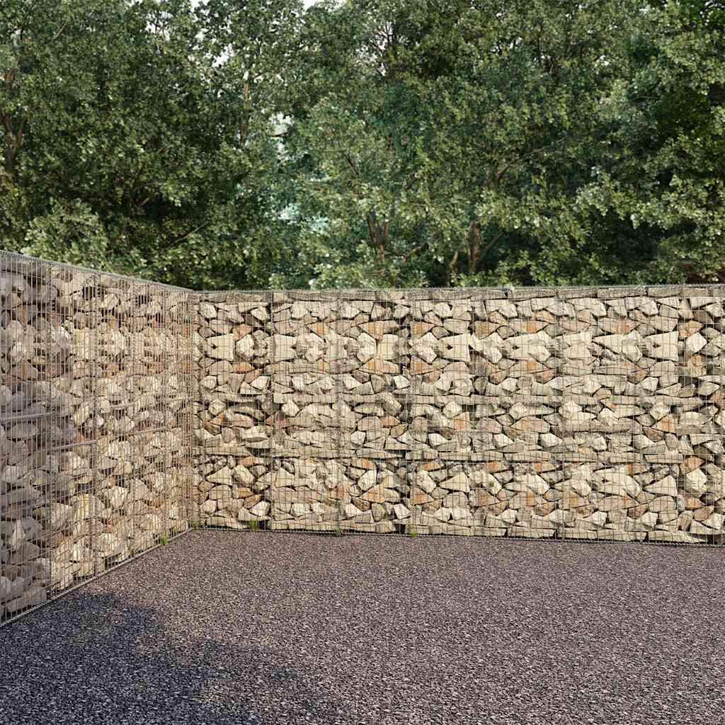 vidaXL Gabionenwand mit Abdeckung Verzinkter Stahl 600×30×200 cm