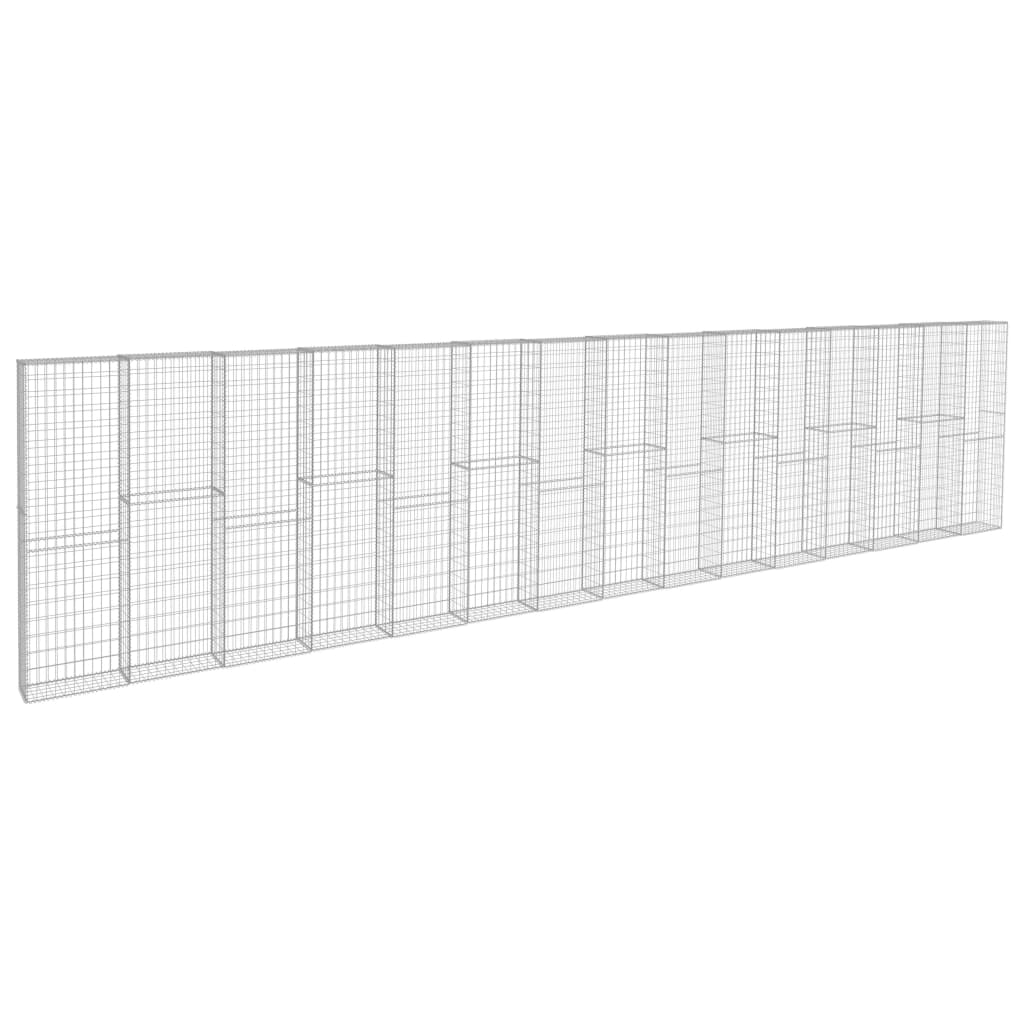 vidaXL Gabionenwand mit Abdeckung Verzinkter Stahl 900×50×200 cm