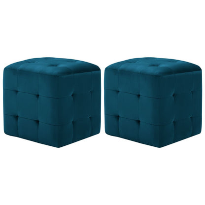 vidaXL Nachttische 2 Stk. Blau 30×30×30 cm Samtstoff