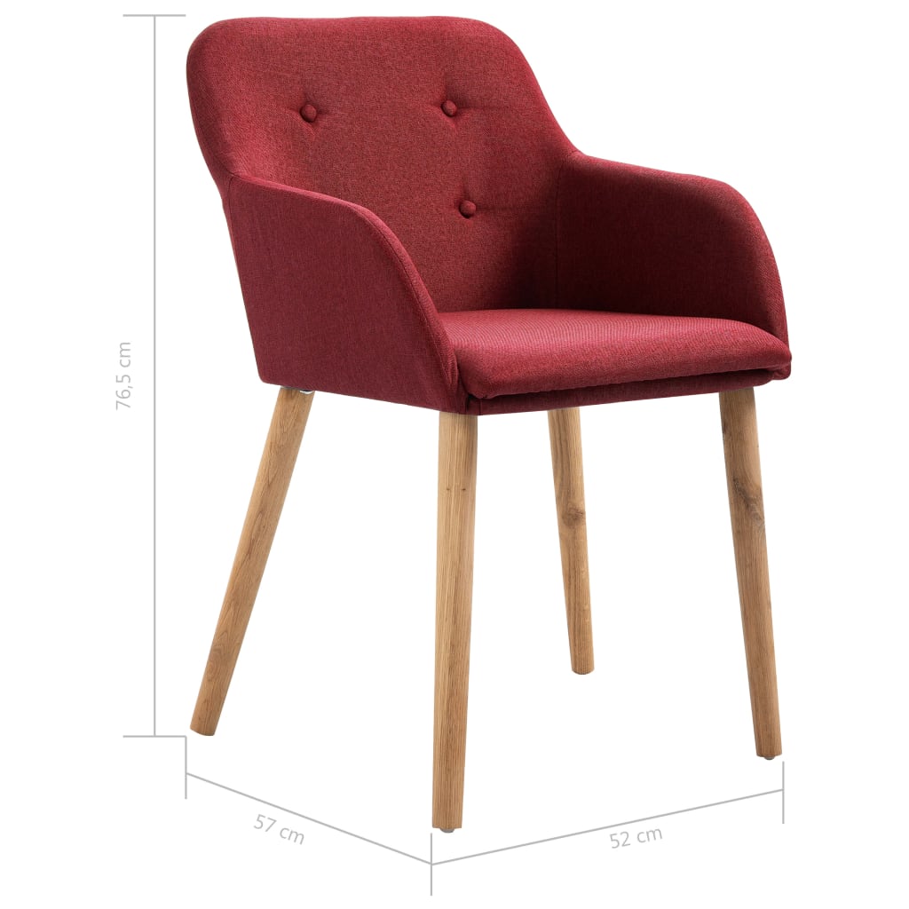vidaXL Esszimmerstühle 2 Stk. Weinrot Stoff und Massivholz Eiche