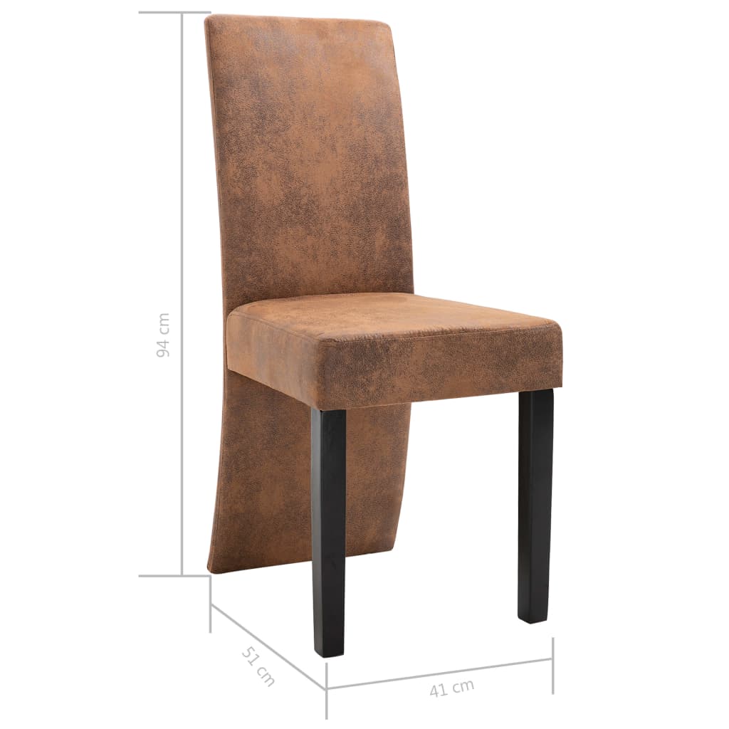 vidaXL Esszimmerstühle 4 Stk. Braun Kunstleder in Wildleder-Optik