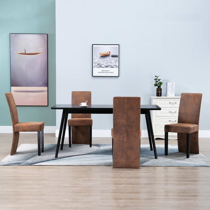 vidaXL Esszimmerstühle 4 Stk. Braun Kunstleder in Wildleder-Optik
