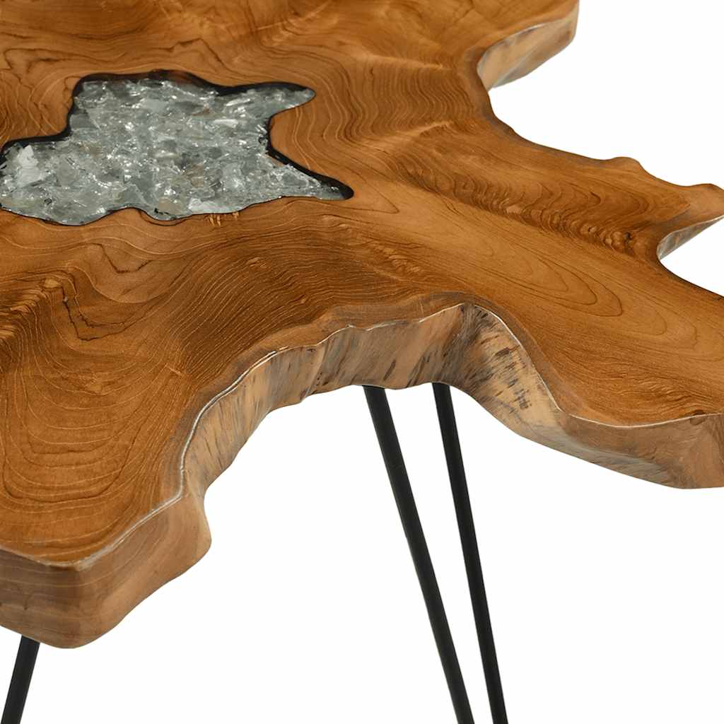 Couchtisch 70 x 45 cm Massivholz Teak und Polyresin