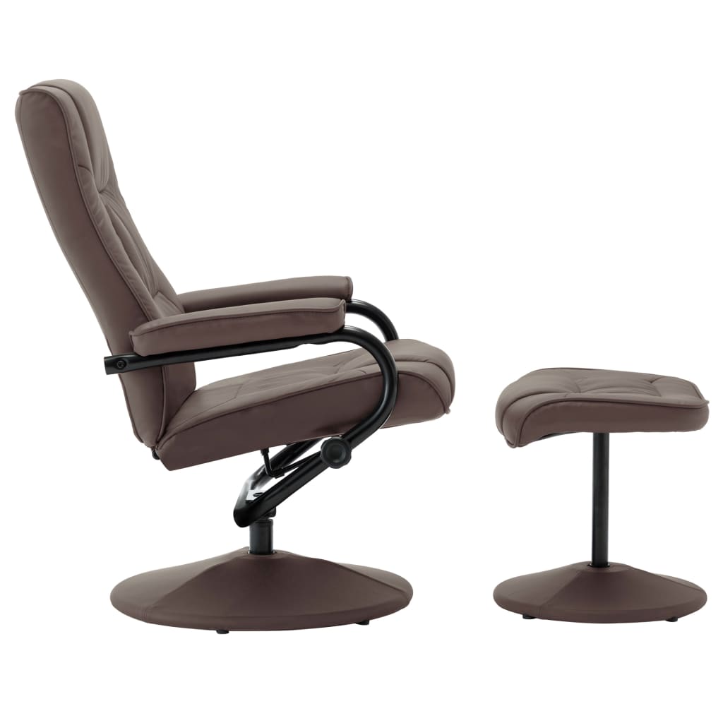vidaXL TV-Sessel mit Fußhocker Braun Kunstleder