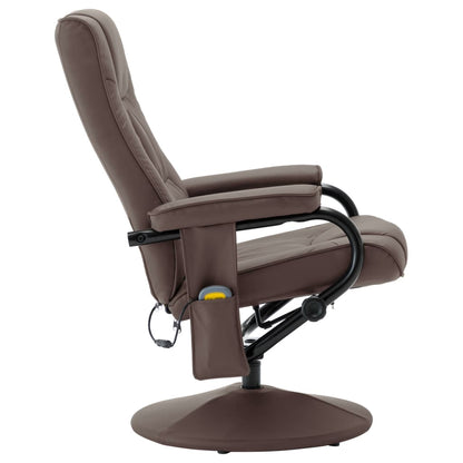 vidaXL TV-Sessel mit Fußhocker Braun Kunstleder