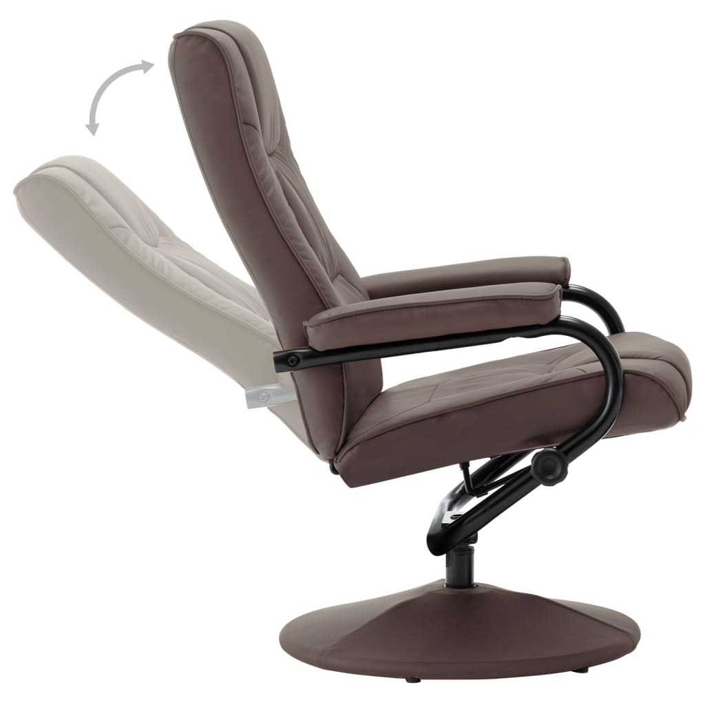 vidaXL TV-Sessel mit Fußhocker Braun Kunstleder