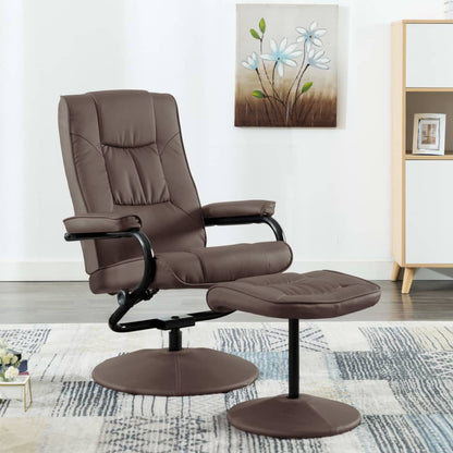 vidaXL TV-Sessel mit Fußhocker Braun Kunstleder