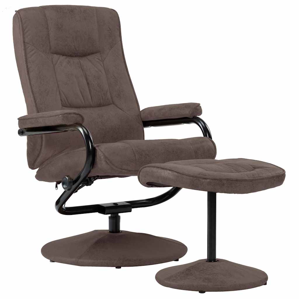 vidaXL TV-Sessel mit Fußhocker Braun Wildleder-Optik