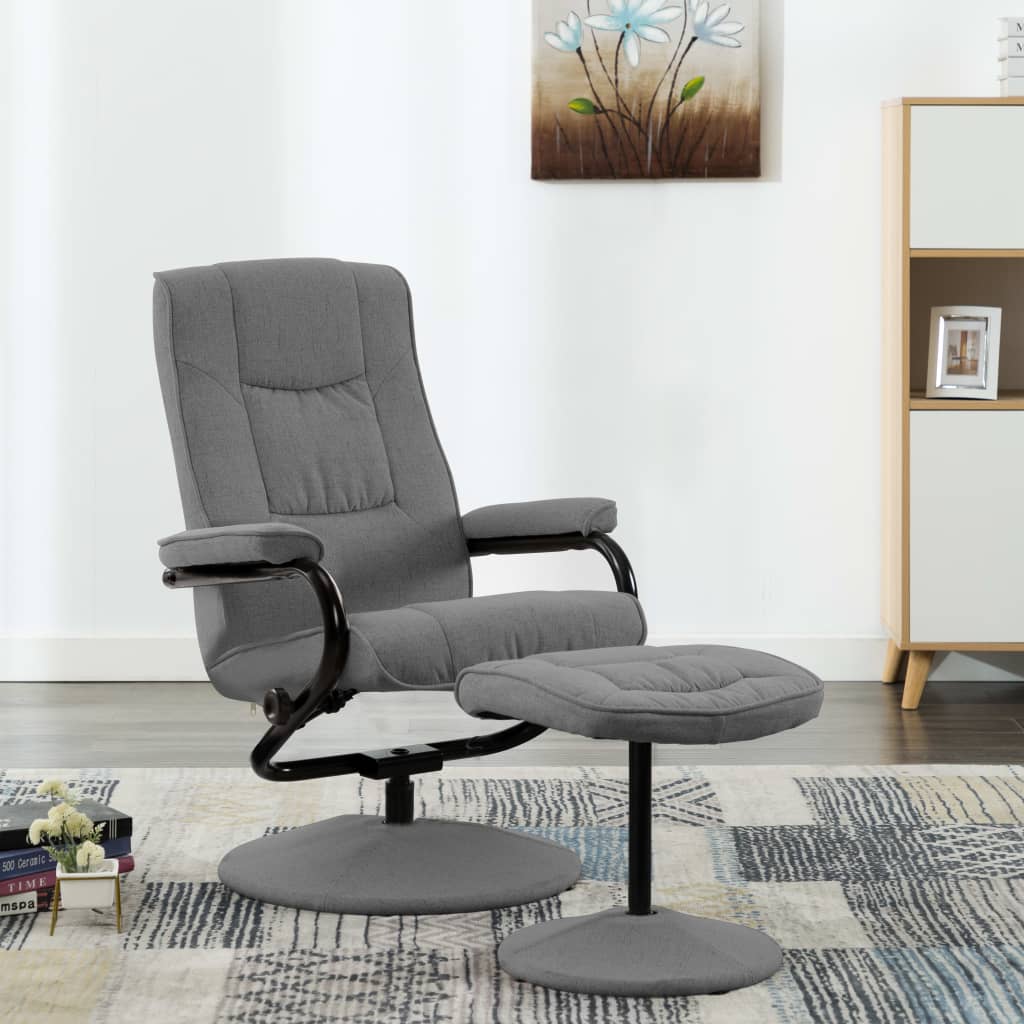 vidaXL Relaxsessel mit Fußhocker Hellgrau Stoff