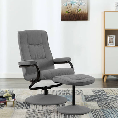 vidaXL Relaxsessel mit Fußhocker Hellgrau Stoff
