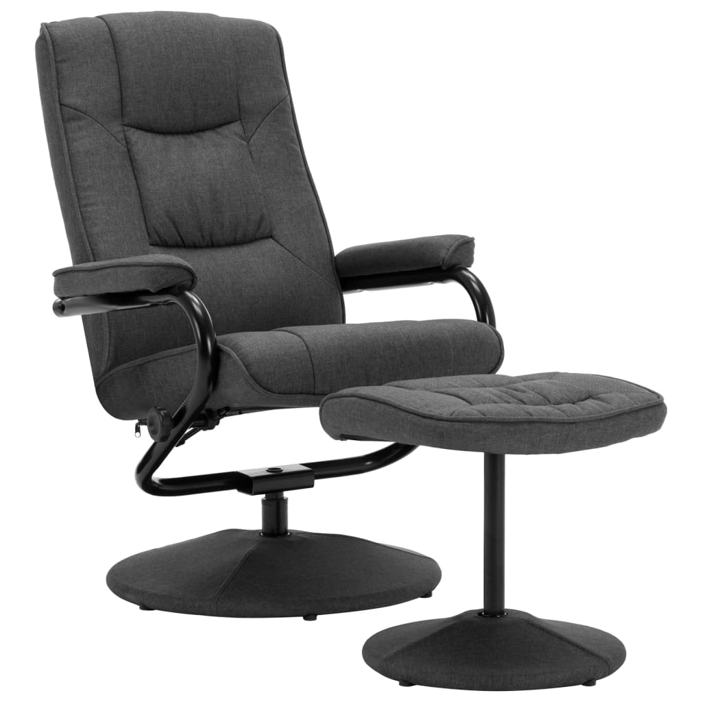 vidaXL Relaxsessel mit Fußhocker Dunkelgrau Stoff