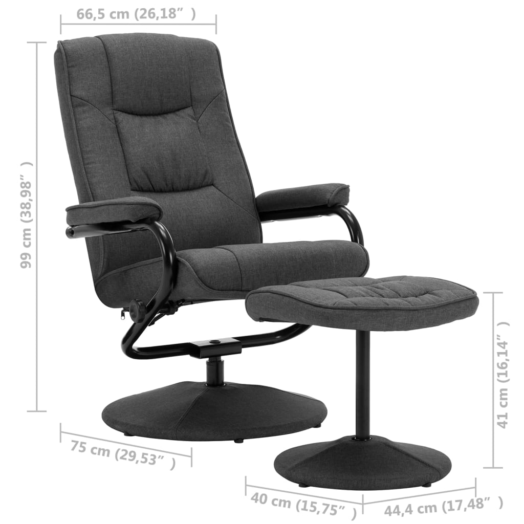 vidaXL Relaxsessel mit Fußhocker Dunkelgrau Stoff