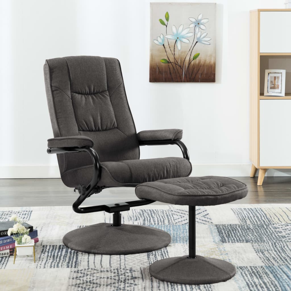 vidaXL Relaxsessel mit Fußhocker Dunkelgrau Stoff