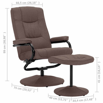 vidaXL Relaxsessel mit Fußhocker Braun Stoff