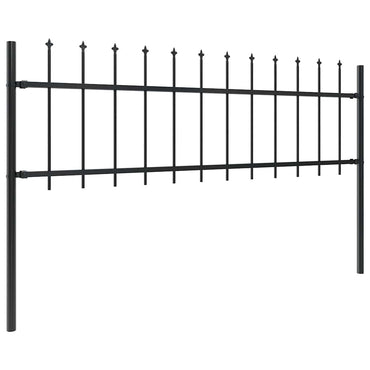 vidaXL Gartenzaun mit Speerspitzen Stahl 1,8 m Schwarz
