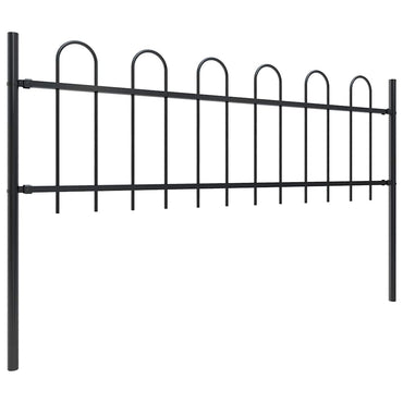 vidaXL Gartenzaun mit Bügel-Design Stahl 1,8 m Schwarz