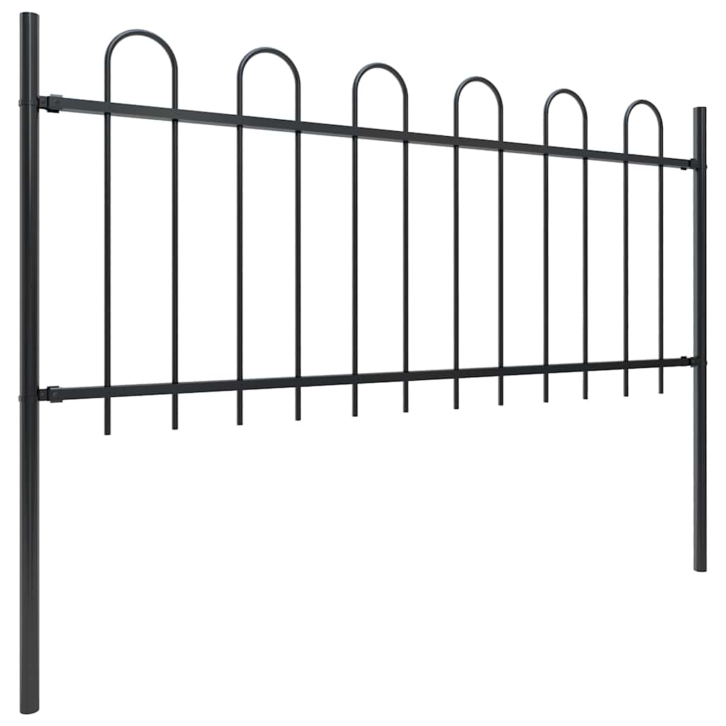 vidaXL Gartenzaun mit Rundbogen Stahl 181 x 100 cm Schwarz