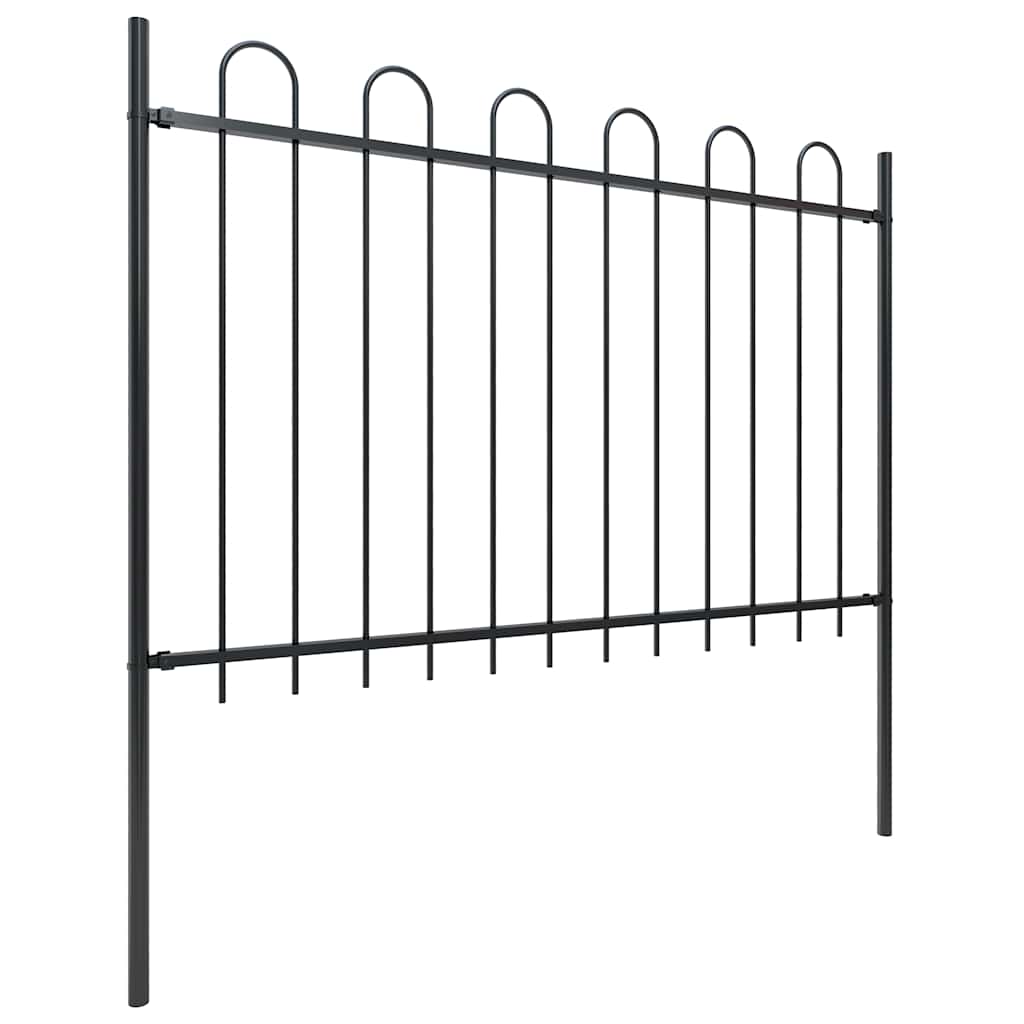 vidaXL Gartenzaun mit Rundbogen Stahl 181 x 120 cm Schwarz