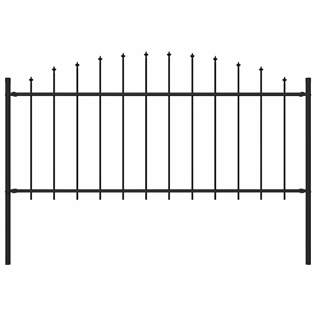 vidaXL Gartenzaun mit Speerspitzen Stahl (0,5 - 0,75) x 1,7 m Schwarz