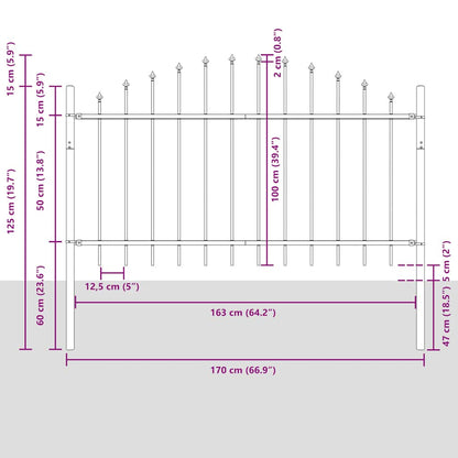 vidaXL Gartenzaun mit Speerspitze Stahl 181 x 100 cm Schwarz
