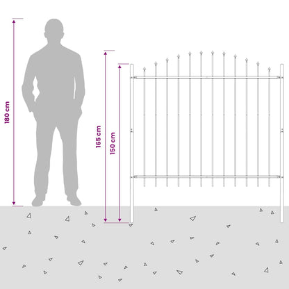 vidaXL Gartenzaun mit Speerspitze Stahl 181 x 125 cm Schwarz