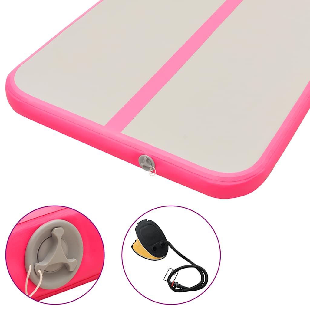 Aufblasbare Gymnastikmatte mit Pumpe 300×100×10 cm PVC Rosa