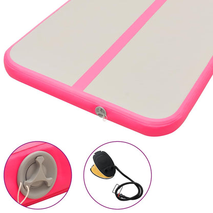 Aufblasbare Gymnastikmatte mit Pumpe 300×100×10 cm PVC Rosa