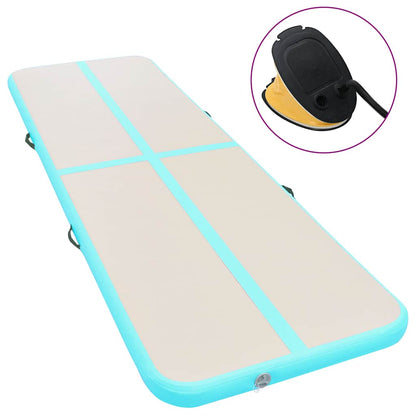 Aufblasbare Gymnastikmatte mit Pumpe 800x100x10 cm PVC Grün