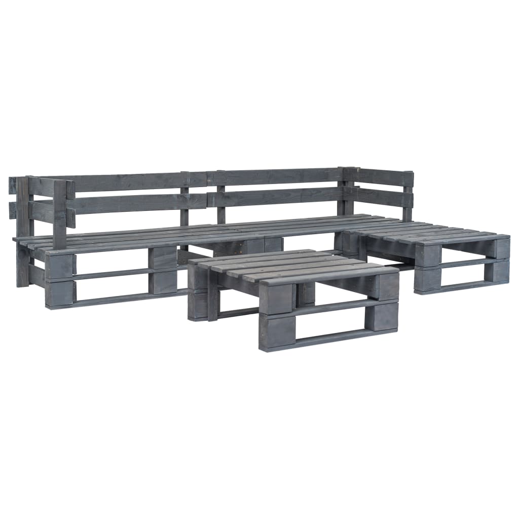vidaXL Salon de jardin 4 pcs en palettes Bois Gris