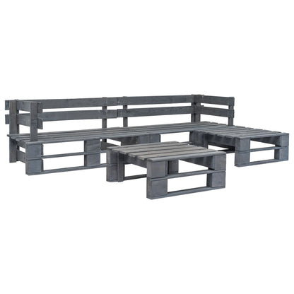 vidaXL Salon de jardin 4 pcs en palettes Bois Gris