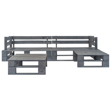vidaXL Salon de jardin 4 pcs en palettes Bois Gris