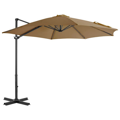 vidaXL Parasol avec support de parasol portable taupe