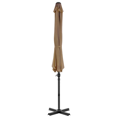 vidaXL Parasol avec support de parasol portable taupe