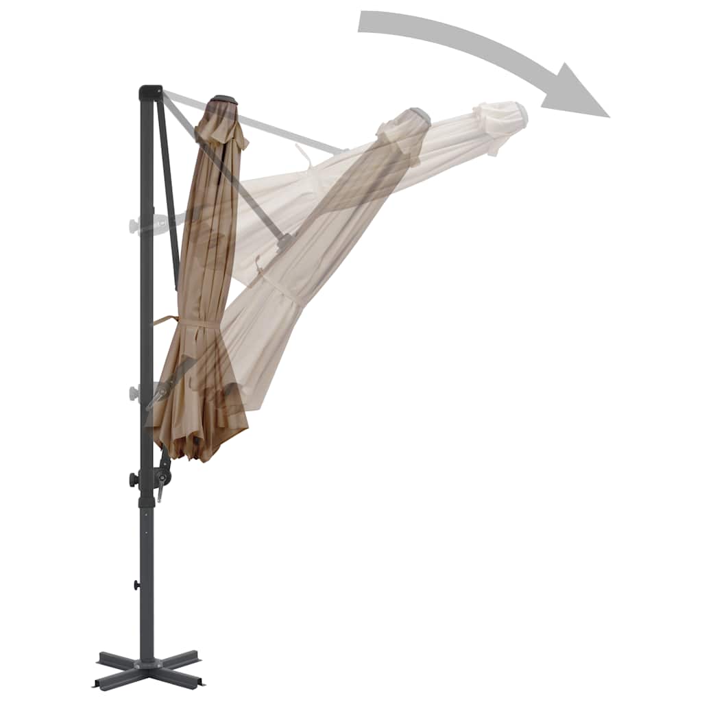 vidaXL Parasol avec support de parasol portable taupe