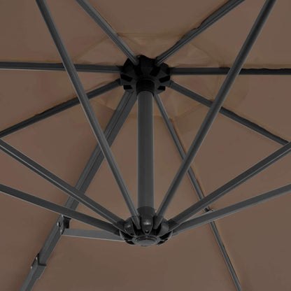 vidaXL Parasol avec support de parasol portable taupe