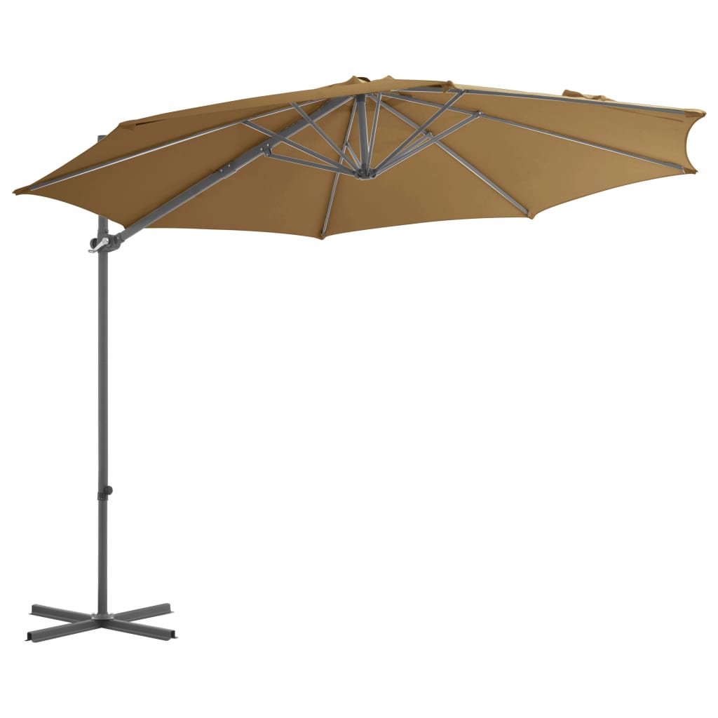 vidaXL Parasol avec support de parasol portable Taupe