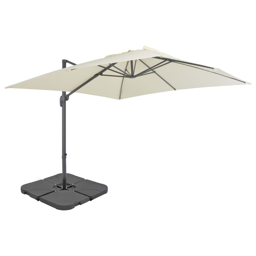 Parasol vidaXL avec support portable blanc sable
