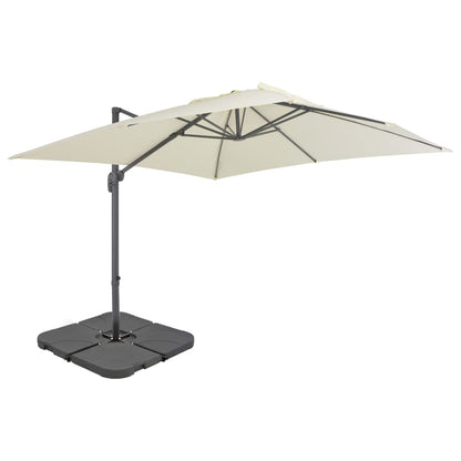 Parasol vidaXL avec support portable blanc sable