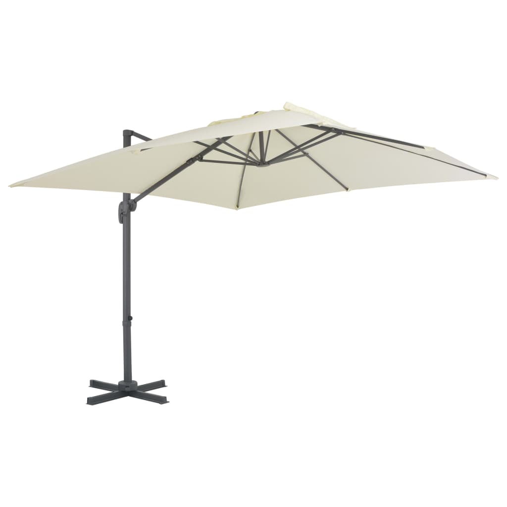 Parasol vidaXL avec support portable blanc sable