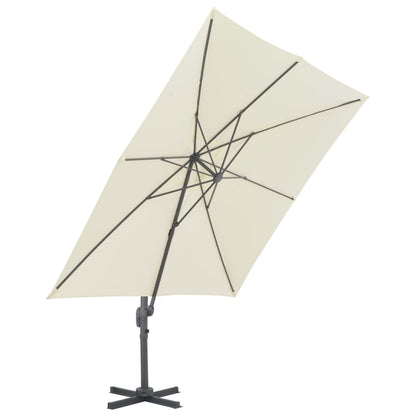 Parasol vidaXL avec support portable blanc sable