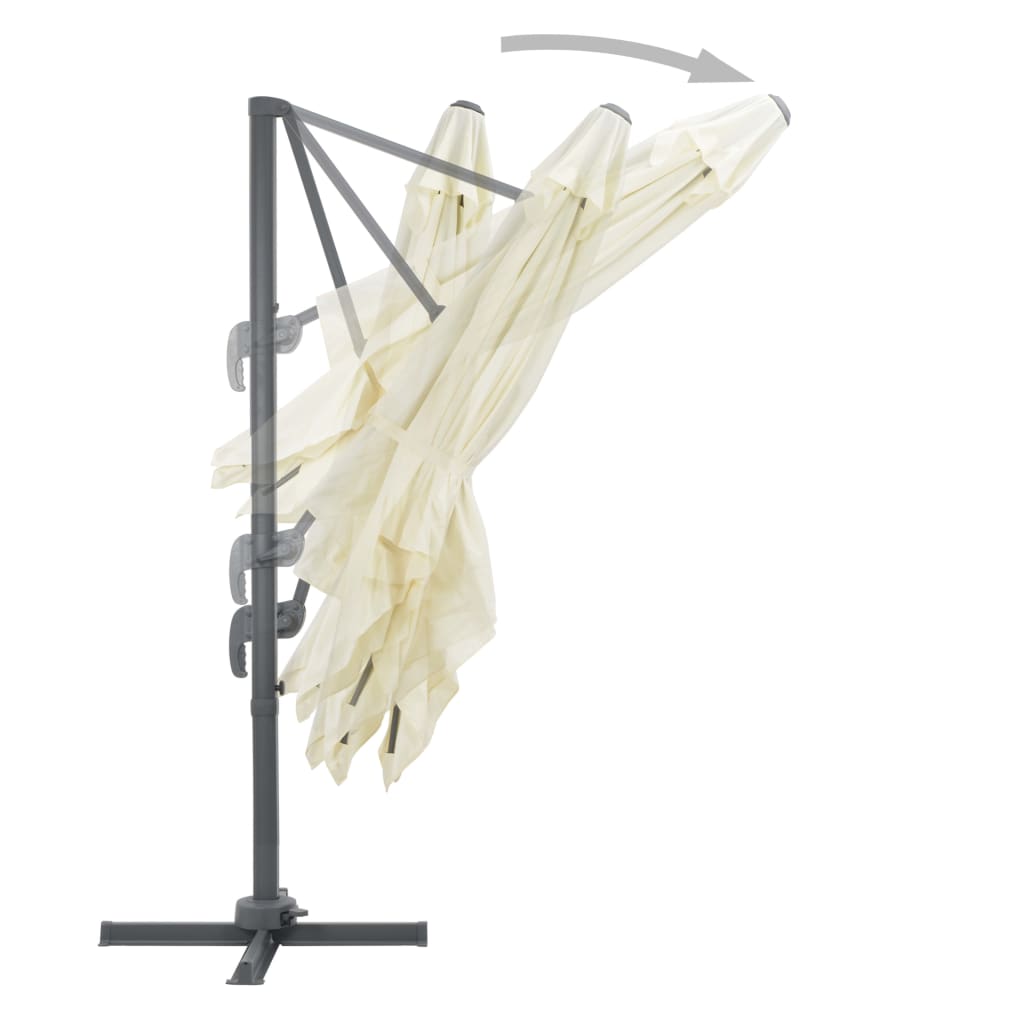Parasol vidaXL avec support portable blanc sable