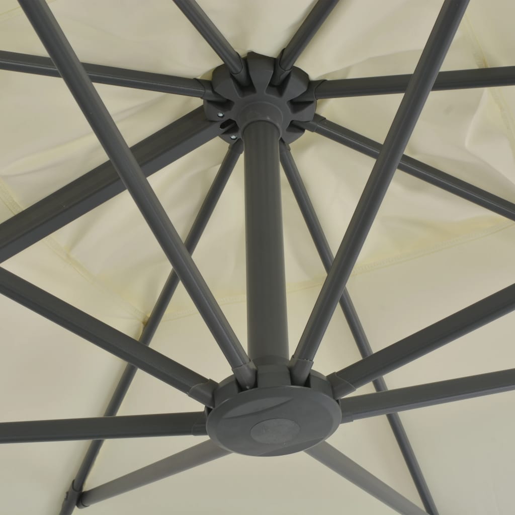 Parasol vidaXL avec support portable blanc sable