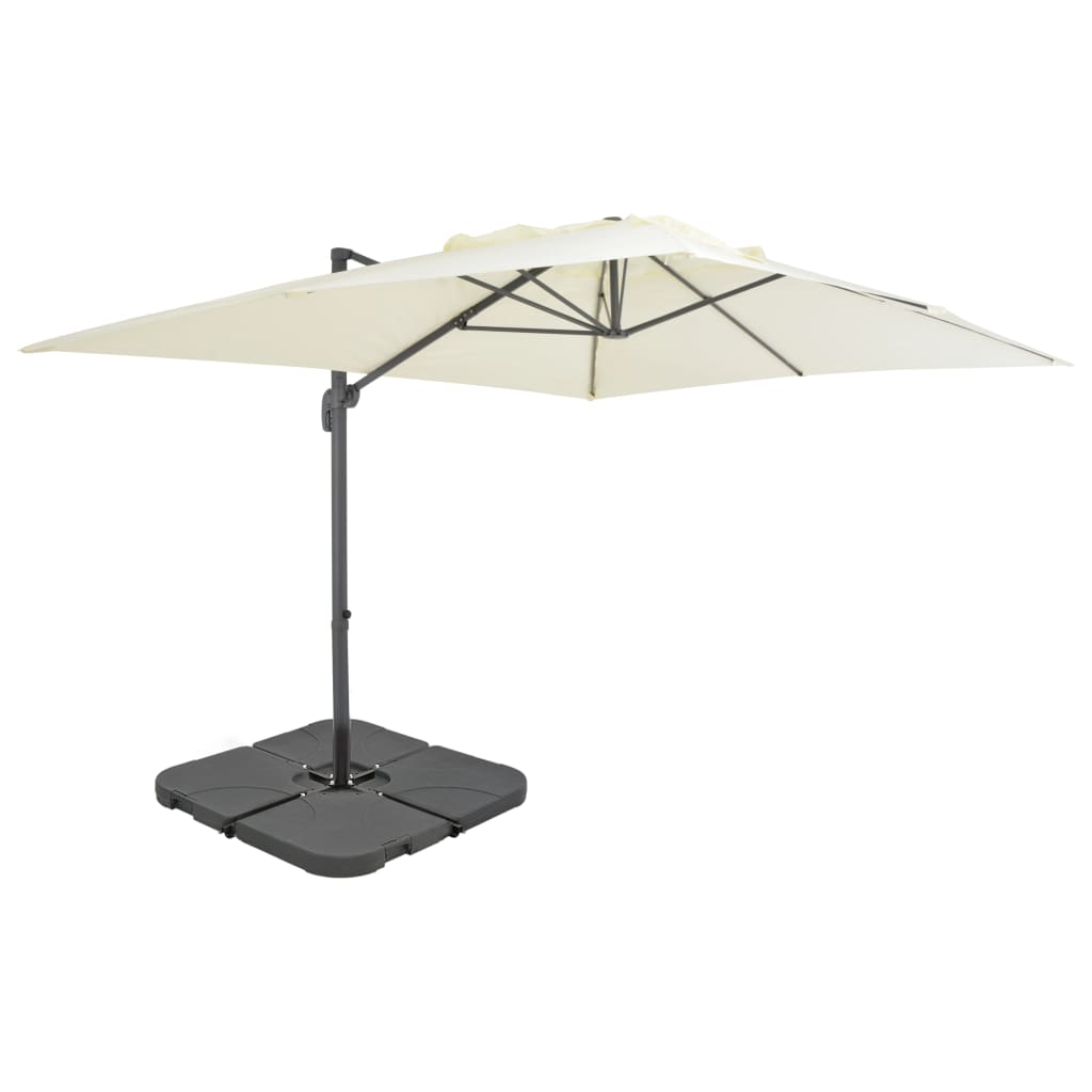 vidaXL Parasol avec support de parasol portable blanc sable