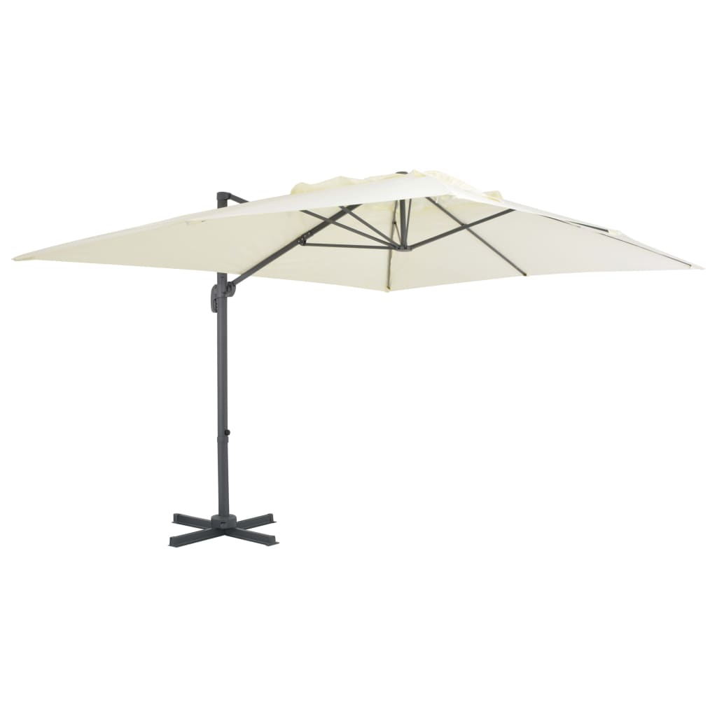 vidaXL Parasol avec support de parasol portable blanc sable