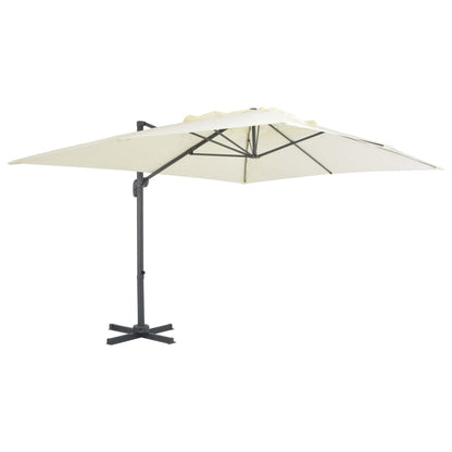 vidaXL Parasol avec support de parasol portable blanc sable