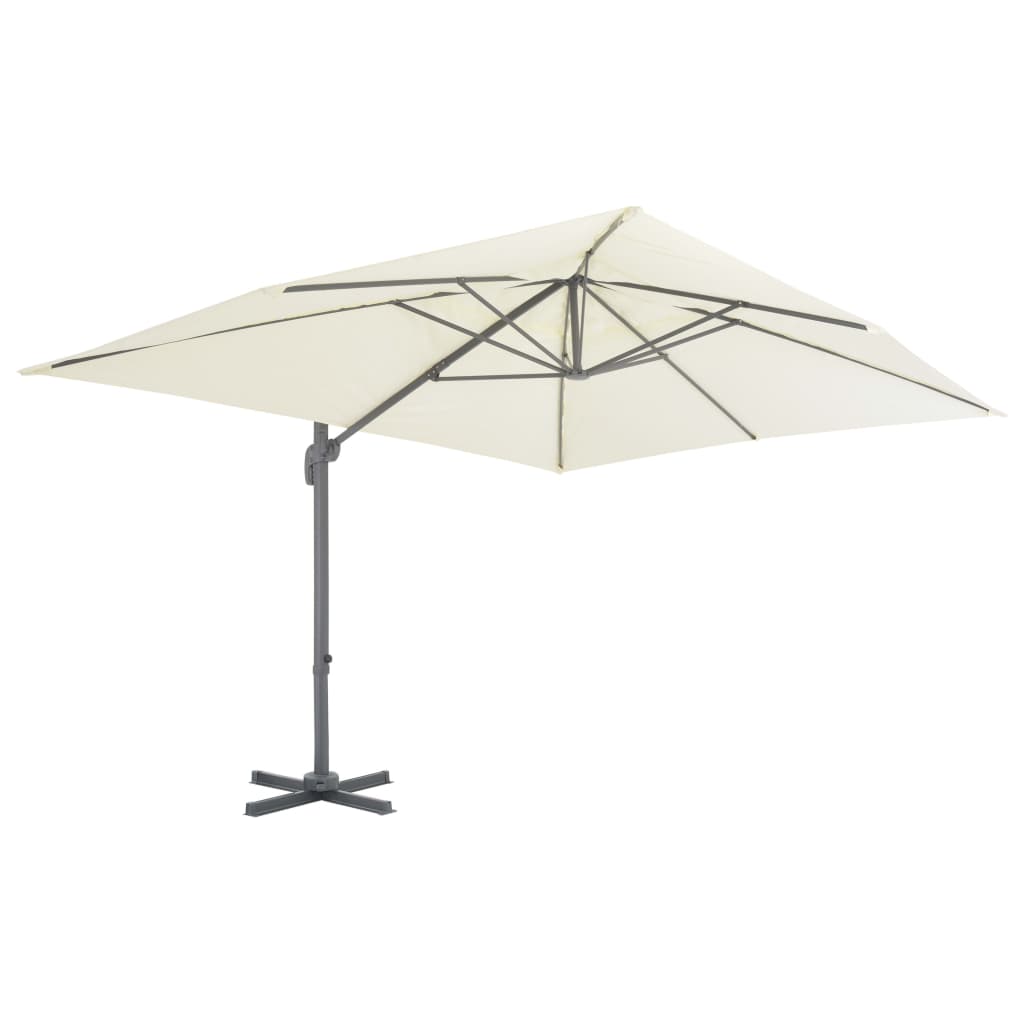 vidaXL Parasol avec support de parasol portable blanc sable